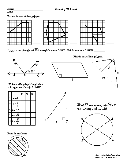 Grade Geometry Worksheets Pdf